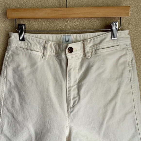 GAP High Rise Wide Leg Crop Ivory Raw Hem 6 Tall EUC - Picture 3 of 12